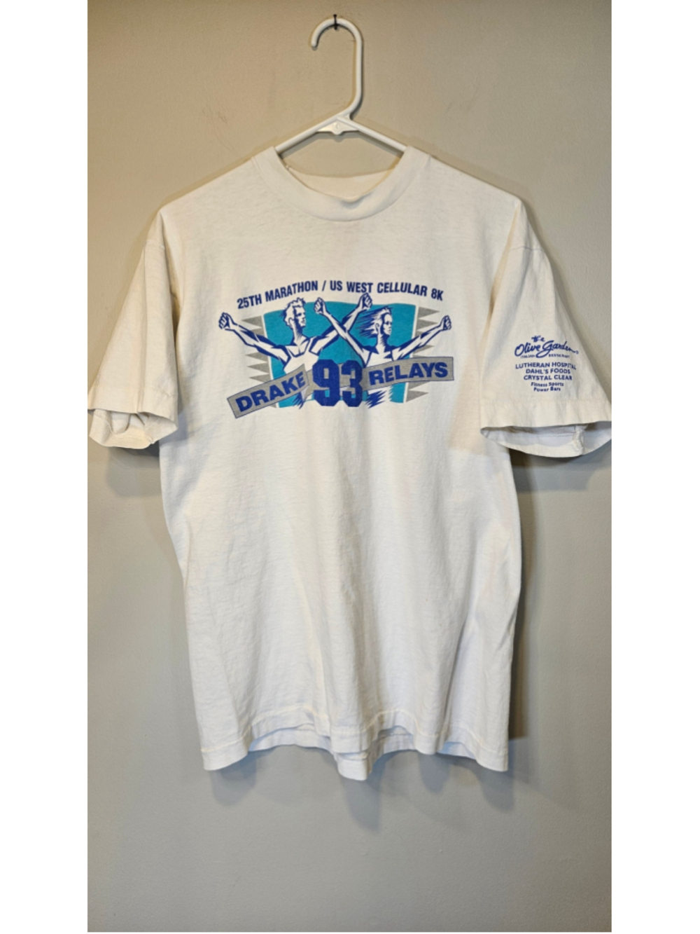 Vintage 1993 Drake Relays Marathon Shirt L USA Single Stitch Running Tee